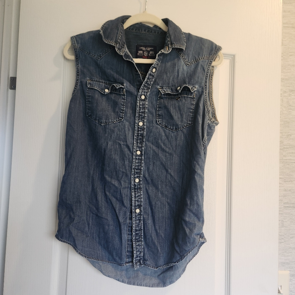 American Eagle Outfitters Blue Denim Top
